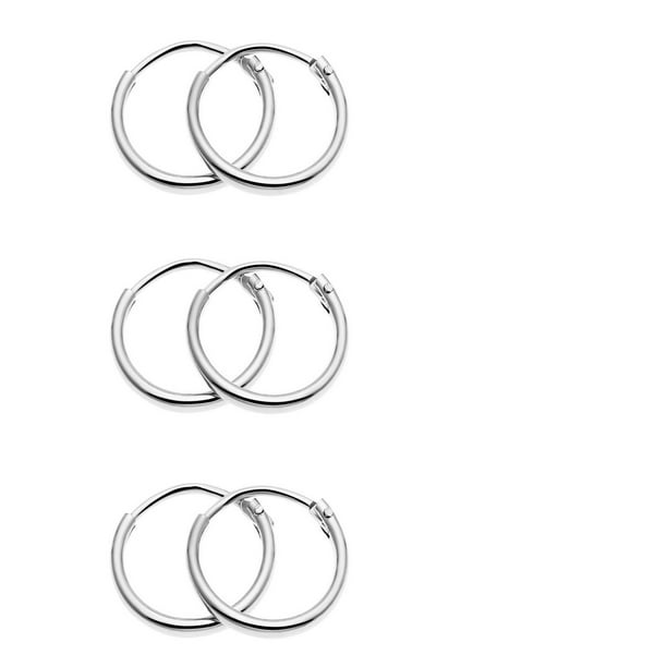 925 Sterling Silver 16mm Bali Hoop Sleeper Earrings Design 36 Pair